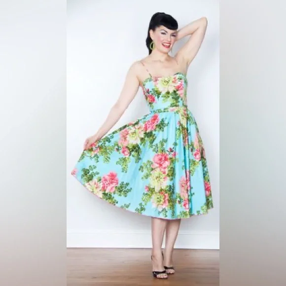 SOLD | Bernie Dexter Kay Swing Dress in Savannah Blue Floral - Medium Spring - Picture 8 of 8